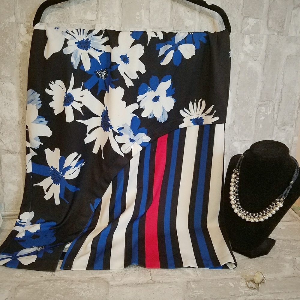Navy Floral Print Eloquii Skirt